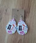 Spring Print Light Weight Faux Leather Dangle Earrings