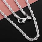 Solid 925 Sterling Silver Italian Rope Chain Men's Necklace 4mm Diamond Cut