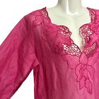 Anthropologie Yoana Baraschi Boho Top Womens XXS Sheer Pink Embroidered Tunic