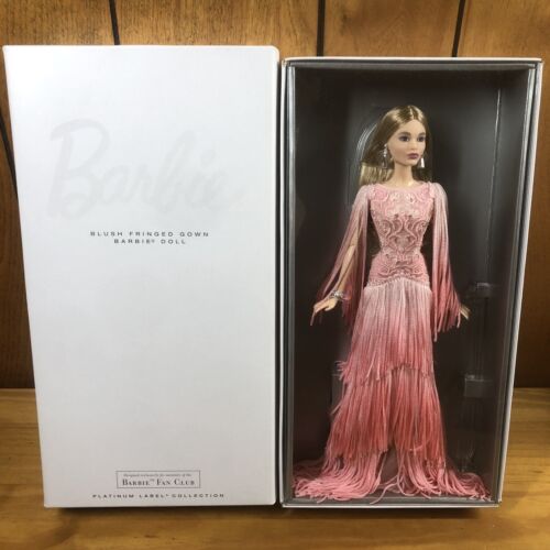 PLATINUM LABEL Blush Fringed Gown Barbie Doll ~ 2017 Barbie Fan Club Exclusive