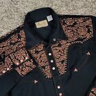Scully Embroidered Gunfighter Snap Western Shirt Men's Size Medium Long Sleeve