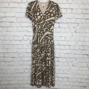 CAbi 6147 Swoon Dress Size XS Midi Taupe Brown Print