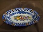 Vestal Alcobaca Portugal 40 Oval Dish/Hand Painted/Blue Floral