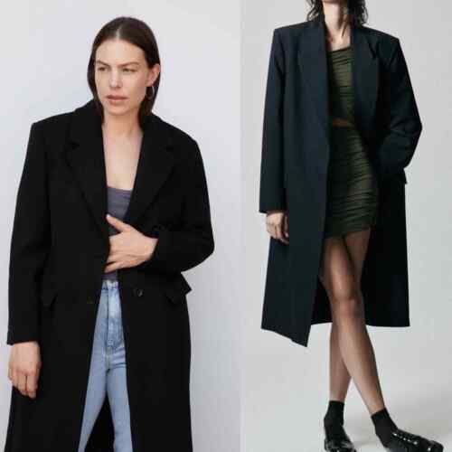 Vintage wool long oversized double breasted coat size XL women's minimalist