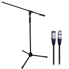 AxcessAbles Adjustable Tripod Microphone Boom Stands Stage | Studio | w/ Cable