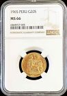 1965 GOLD PERU 20 SOLES SEATED LIBERTY COIN NGC MINT STATE 66