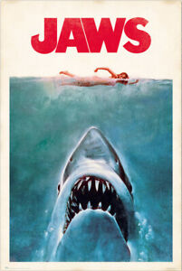 Jaws - Movie Poster (Regular Style - Retro / Vintage Design) (Size: 24