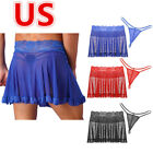 US Mens Mini Skirt Sissy Ruffled Lace Mesh Crossdressing Short Dress Mini Skirts