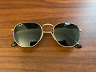Pre-Owned Ray Ban RB3548N Sunglasses Hexagonal Flat Lenses Gold Frame Size 51M