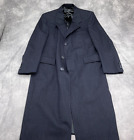 Unbranded Overcoat Men 42 Blue Black Herringbone Wool Long Classic Union USA VTG