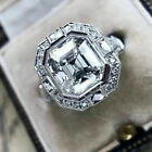 3Ct Lab Created Asscher Cut Diamond Engagement Ring 14K White Gold Finish