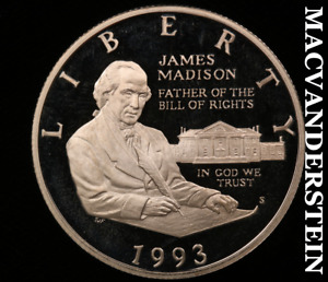 1993-S James Madison Commemorative Silver Half Dollar - Choice Gem Proof  #V178