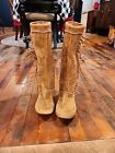 Ugg Tan Suede Mammoth Tall Fringe Boots Size 7