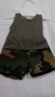 camouflage shorts olive   tank top fits American Girl boy doll Logan  handmade