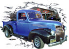 1946 Blue & Black Chevy Pickup Truck c Hot Rod Garage T-Shirt 46 Muscle Car Tees