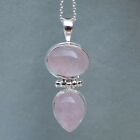 Natural Pink Rose quartz Pendant, 925 Sterling Silver Rose quartz Jewelry-P01