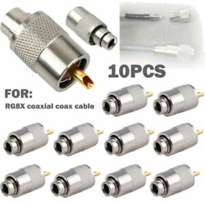 PL259 Solder Connector Plug with Reducer for RG8X Coaxial Coax Cable 10-pack