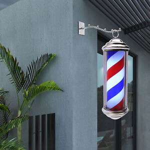 Vintage Barber Pole Light Rotating Stripe Red/White/Blue Barbershop Open Sign US