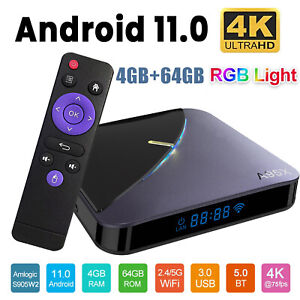 A95X Android 11.0 TV Box Amlogic S905W2 Quad Core 4K UHD Media Player 64GB W8D1