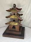 RARE Handmade Pagoda Bird House. Vintage/Antique Japanese Artwork. Metal & Wood.