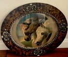 New Listing1800'S ANTIQUE PHARAOH'S HORSES   IN  OVAL  WOODEN  FRAME W/ORIGINAL WAVY GLASS