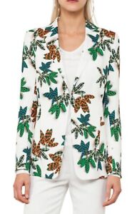 Akris Punto Tropical Leaf Print Blazer Jacket US 2 NWT Msrp 595$