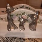 Vintage Brass 3 Cat figurines Silverstone Statues Make In India