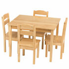 Kids 5 Pieces Table Chair Set Pine Wood Children Play Room Furniture Natural