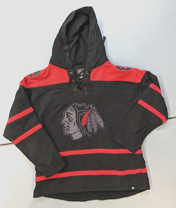‘47 Brand Chicago Blackhawks Lacer Jersey Black Red Sweatshirt Hoodie Sz XXL 2XL