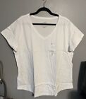 Sonoma Woman's Size XXL (2X)  Short Sleeve, White V- Neck Top in 100% Cotton.