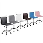 Armless Office Desk Chair Swivel Task Chair Low Back PU Leather Ribbered Used