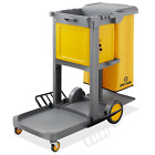 Commercial Janitorial Cleaning Cart on Wheels - Housekeeping Caddy with Key-Lock