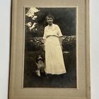 Antique Cabinet Card Photograph Beautiful Woman Beloved Collie Dog ID Lyons