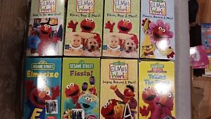 Sesame Street VHS Video Lot, Elmo's World, Fiesta Elmocize Babies Flowers Sing