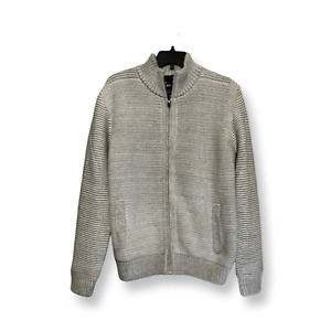 Xray Mens Cardigan Sweater Gray Mock Neck Full Zip Long Sleeve Ribbed Knit L New