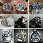 Fashion Norse Viking Axe Compass Rings for Men Stainless Steel Jewelry Size 7-13