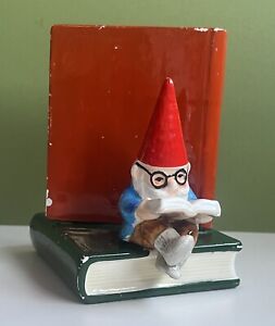 Gorham Ceramic Gnome Sitting On Book  Reading Bookend Figure Made In Japan