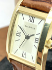 Caravelle by Bulova Women's Watch 44L234 Quartz Rectangle Gold Brown Leather
