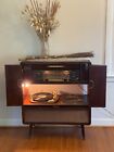 Mid Century Modern RECORD PLAYER CONSOLE cabinet stereo vintage 60s radio wood