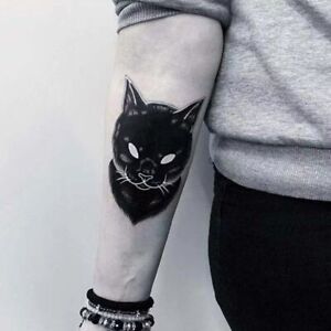Temporary Tattoo Black Cat Men Women Arm Leg Chest Neck Pet Animal Fake Decals
