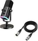 FIFINE RGB USB/XLR Dynamic Microphone for Streaming Podcast PC Gaming PS4/5
