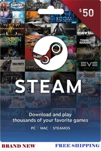 Steam Gift Card W/receipt $50 Steam Wallet Free Expedited Shipping
