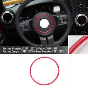 Red for Jeep Wrangler JK 11-17/Compass 10-15 Steering Wheel Center Trim Big Ring