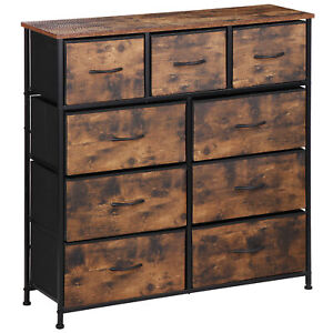 9 Drawers Dressers for Bedroom Fabric Storage Tower Chest Organizer Unit Brown