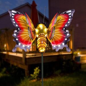 Solar Garden Lights Outdoor DecorMetal Large Solar Butterfly Yard Art
