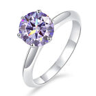 925 Sterling Silver Wedding Light 1ct Purple Moissanite Ring Bride Women Jewelry