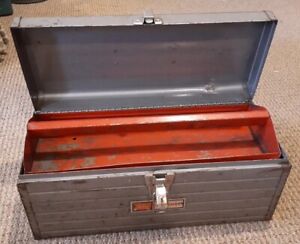Vintage Sears Craftsman Metal Mechanic Tool Box Toolbox  Red Tray  17