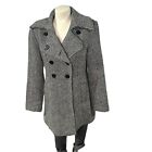 Guess Los Angeles Trench Coach Peacoat Women's Size L Wool Blend Gray