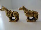 VINTAGE MONGOLIAN HAND MADE CAST BRASS PAIR OF SMALL HORSE FIGURINES