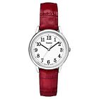 Women's Timex Easy Reader  Watch with Leather Strap - Silver/Red